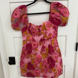 Floral Puff Sleeve Mini Dress